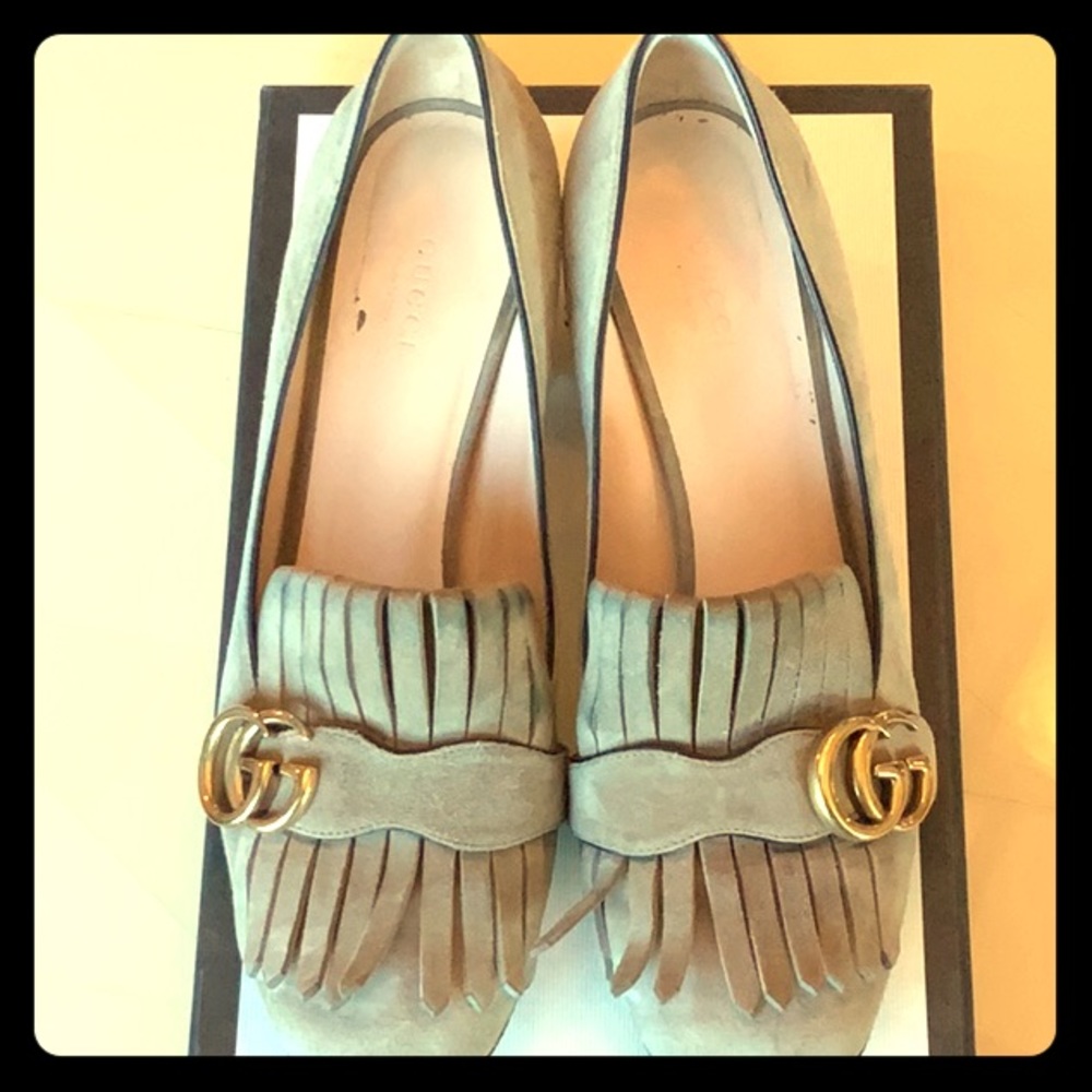 Gucci Marmont suede size 40 mid heel loafer